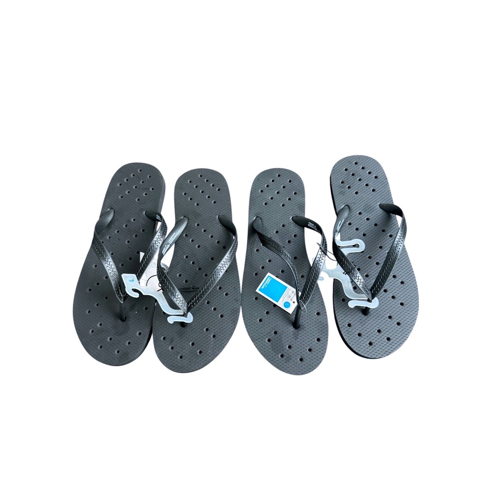 Room Essentials Set of 2  Black Shower Shoes Flip‎ Flops Mens 11/12 Womens 13